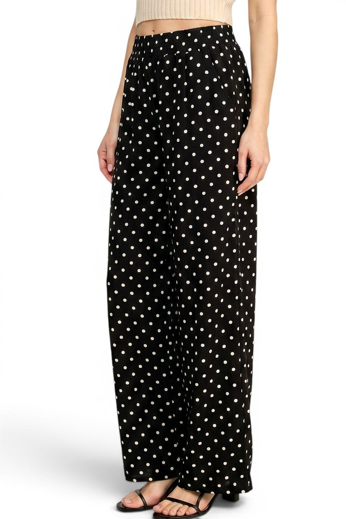 Life of the Party Polka Dot Black & White Elastic Pants