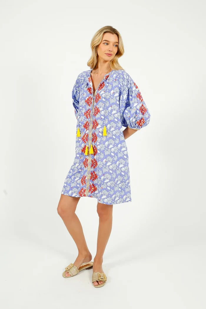 LILA PRINT DRESS in Orange Embr by Place de Soleil