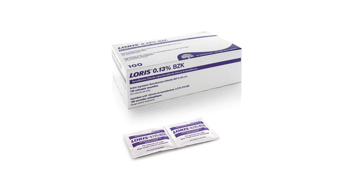 LORIS Benzalkonium Wipes - 0.13% (100/box)