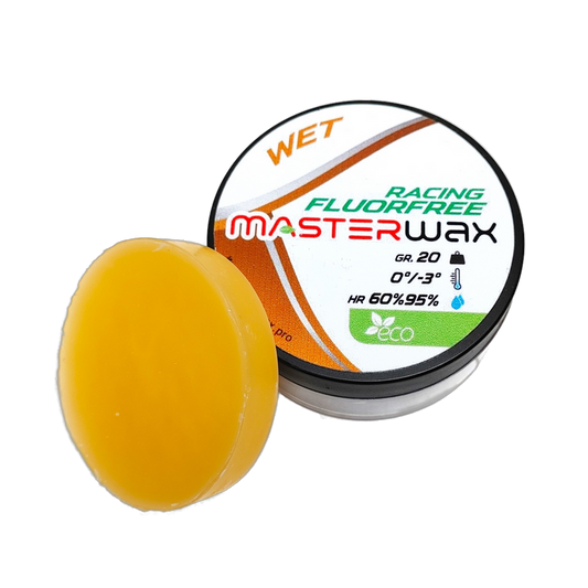 A product picture of the MasterWax RACING FLUORFREE Wet Wool-Apply Wax (0C/-3C) | 20g