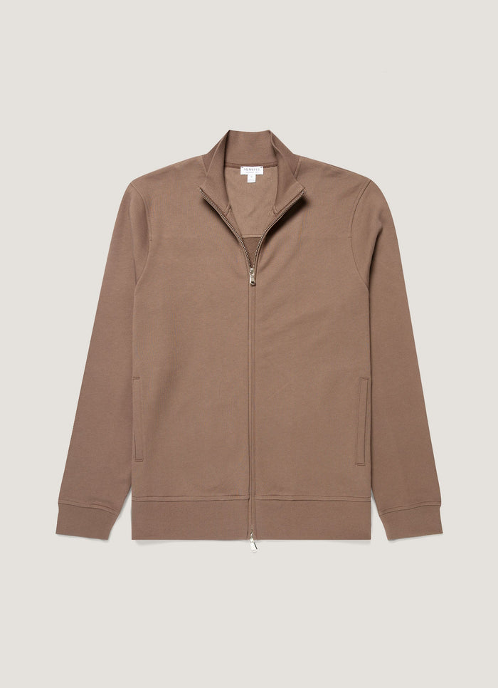 Men's Supima Loopback Zip Sweatshirt in Dark Cedar