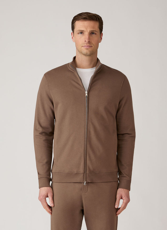 Men's Supima Loopback Zip Sweatshirt in Dark Cedar