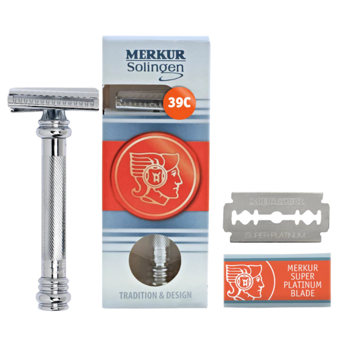 Merkur 39C "Sledgehammer" Slant Bar Chrome Barber Pole Double Edge Safety Razor