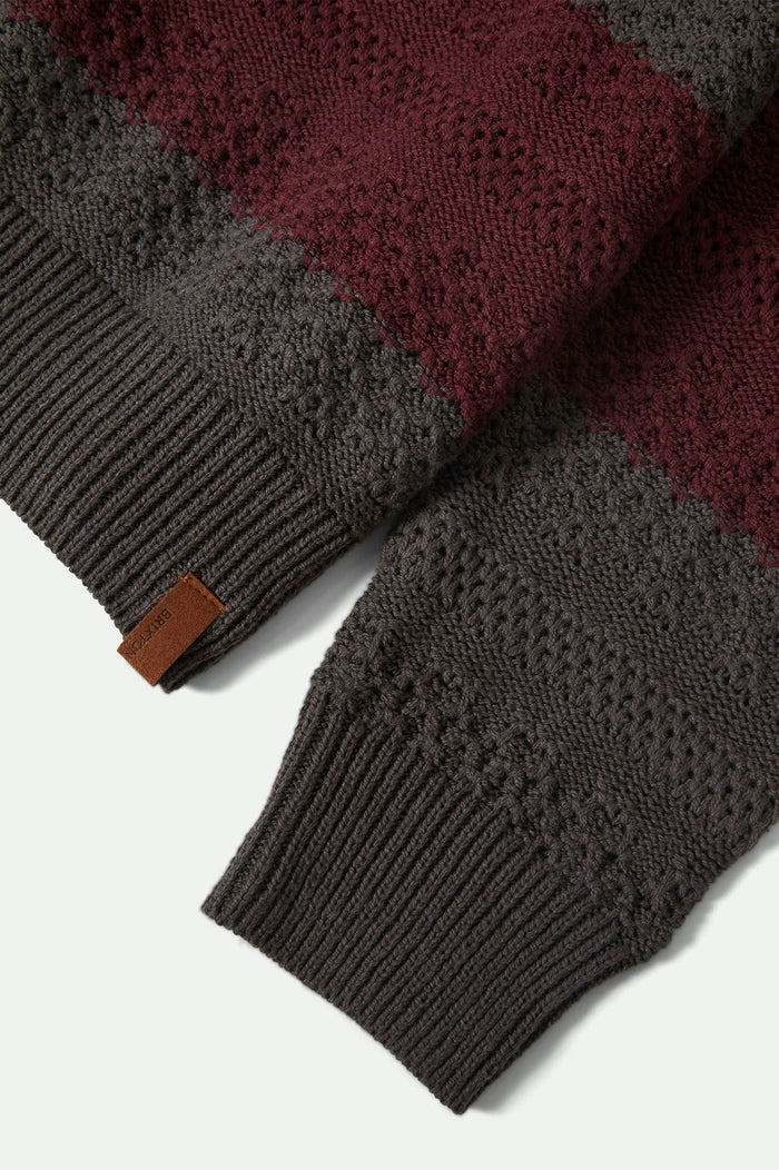 Men's Midnight Crew Sweater in the color Black/Port Stripe - Additional Laydown image