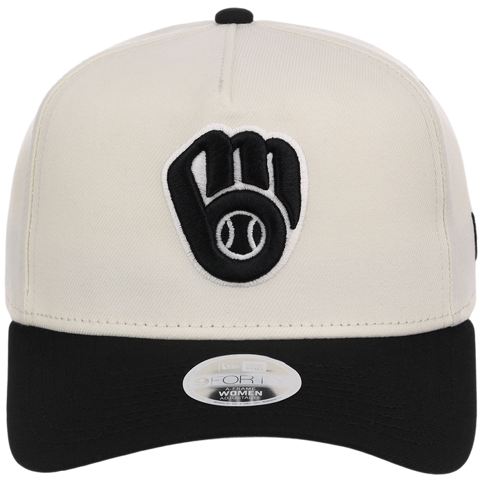 Milwaukee Brewers Women's New Era 9FORTY Chrome x Black A-Frame