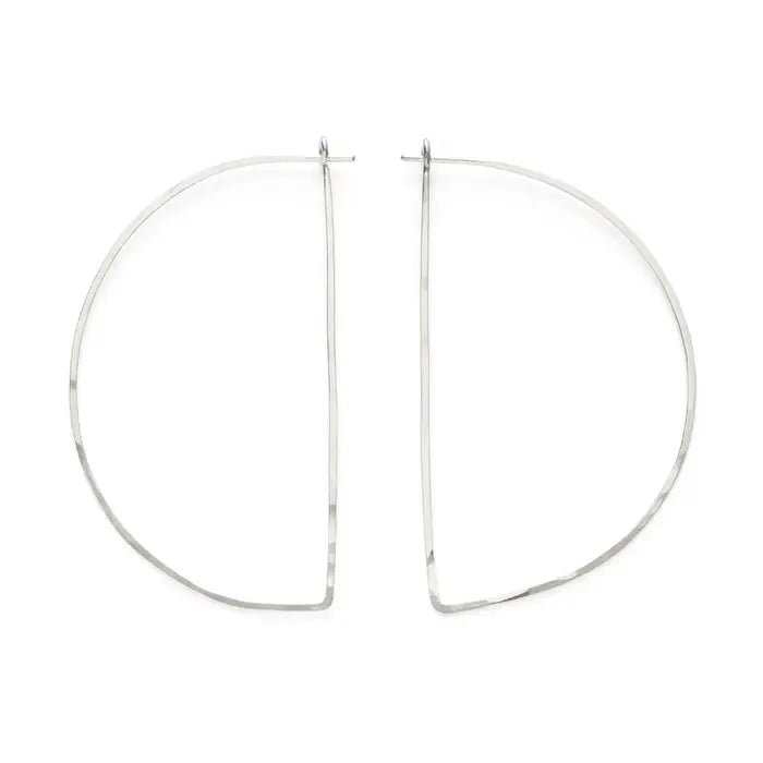 Large Half Circle Hoops Silver