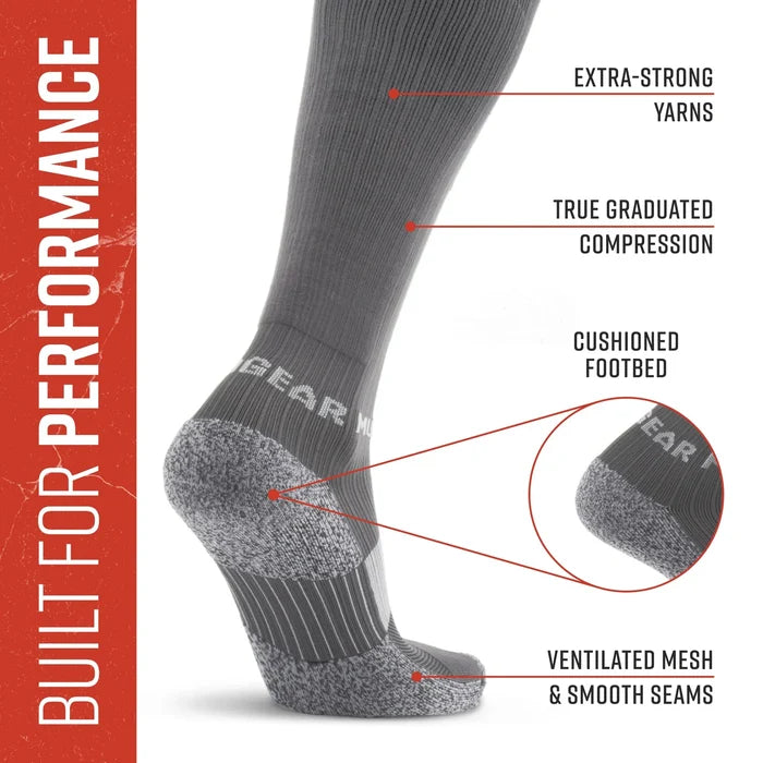 MudGear Tall Compression Merino Wool Socks - Gray/Light Gray (1 Pair)