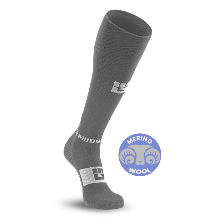 MudGear Tall Compression Merino Wool Socks - Gray/Light Gray (1 Pair)