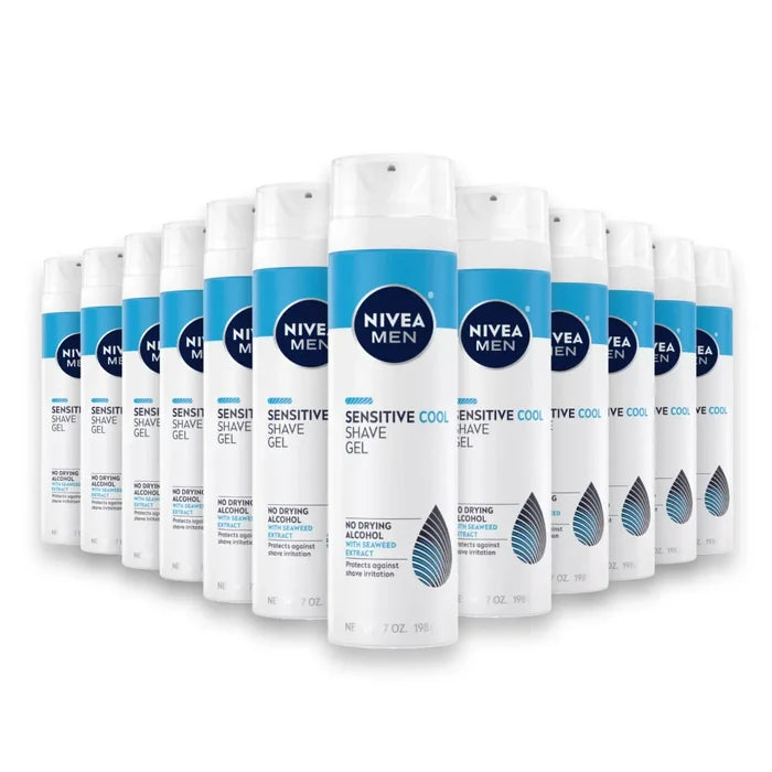 Nivea - Men Cooling Shaving Gel, Sensitive Skin - 7 Oz - 12 Pack