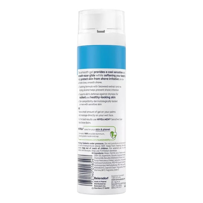 Nivea - Men Cooling Shaving Gel, Sensitive Skin - 7 Oz - 12 Pack