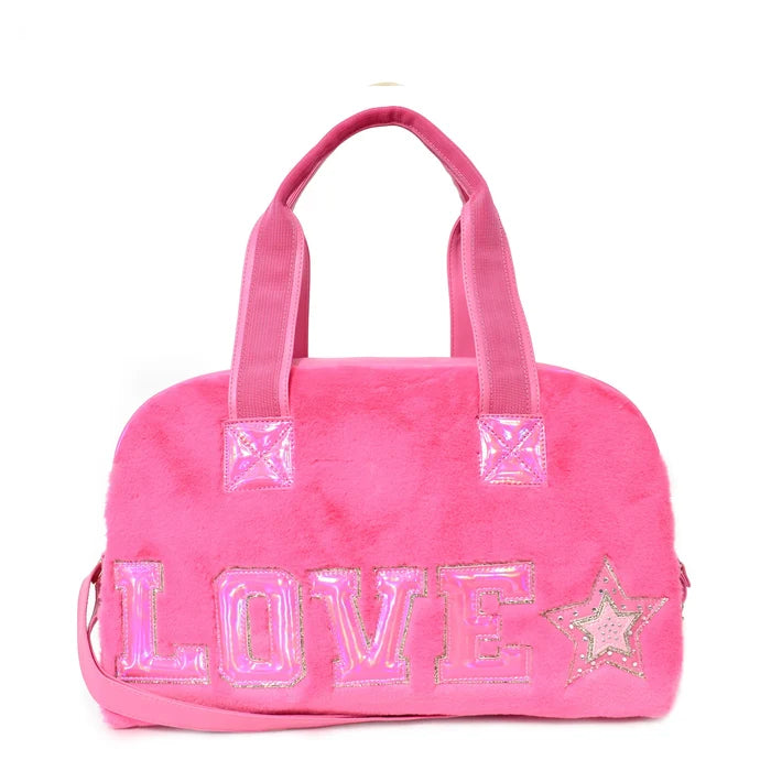 OMG Love Hot Pink Plush Medium Duffle