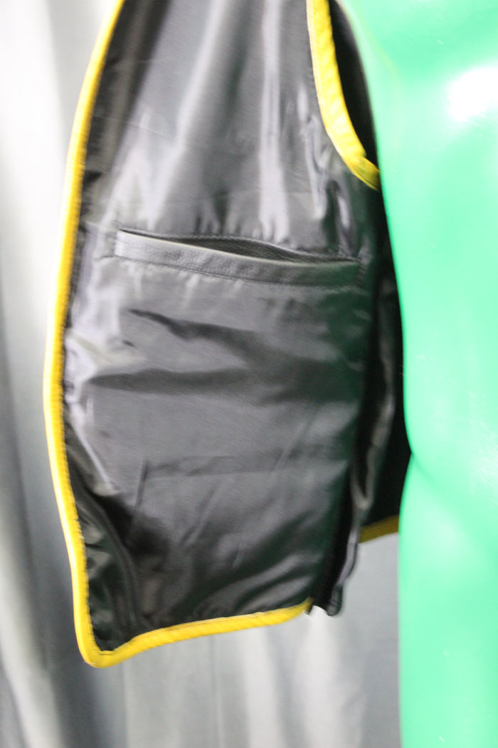 OnF Leather Bar Vest - Black with Yellow Highlights