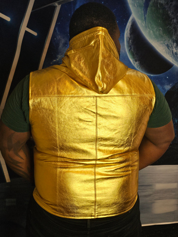 OnF Leather Hoodie in Gold