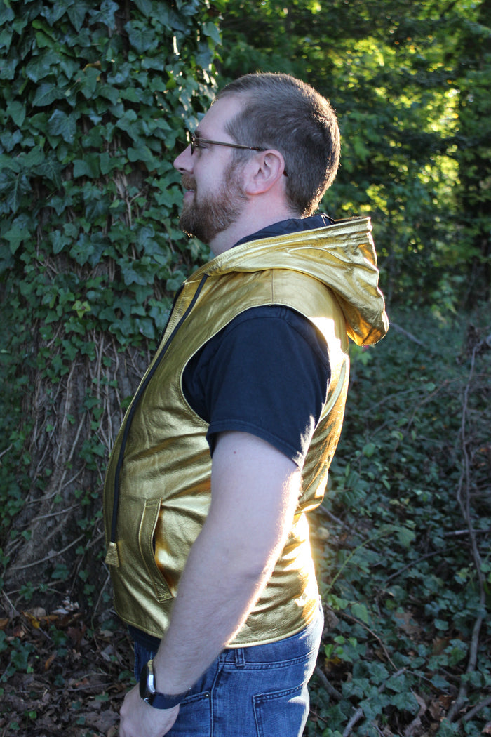 OnF Leather Hoodie in Gold