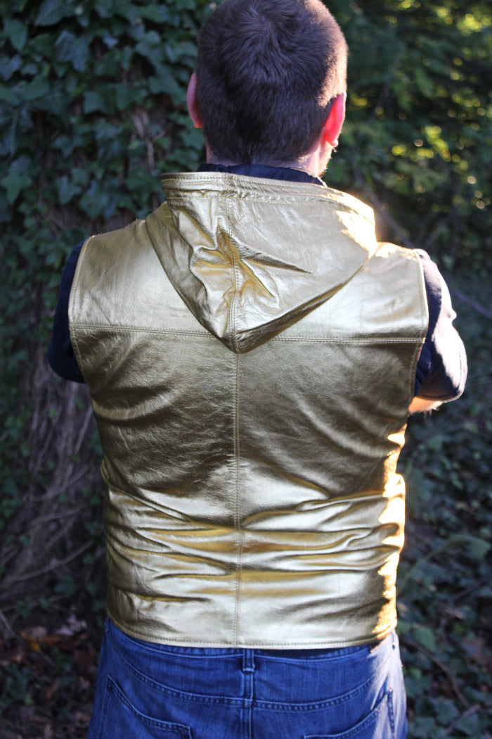 OnF Leather Hoodie in Gold