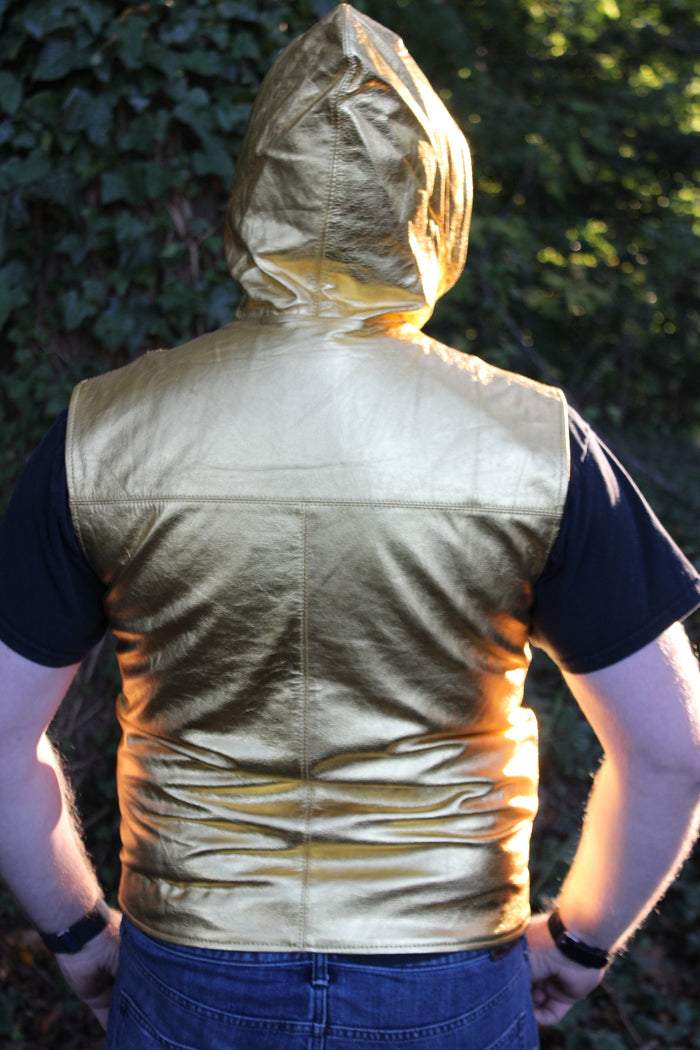 OnF Leather Hoodie in Gold