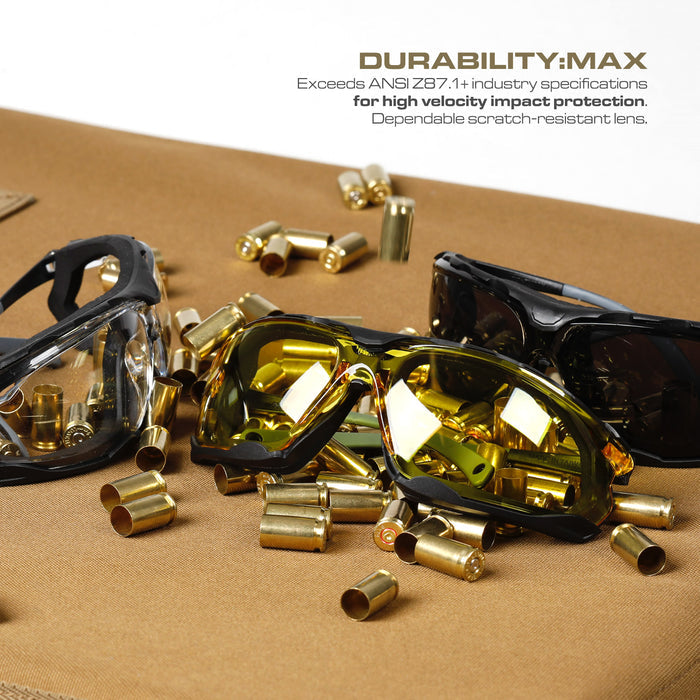 OPTIC MAX SAFETY GLASSES - REMOVABLE FRAME - AMBER ANTI-FOG LENS - 1 PAIR