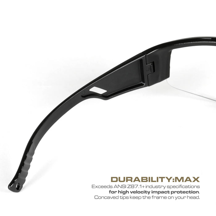 OPTIC MAX TACTICAL SAFETY GLASSES - 3 INTERCHANGEABLE LENSES - CLEAR, AMBER, GRAY ANTI-FOG LENS - 1 PAIR