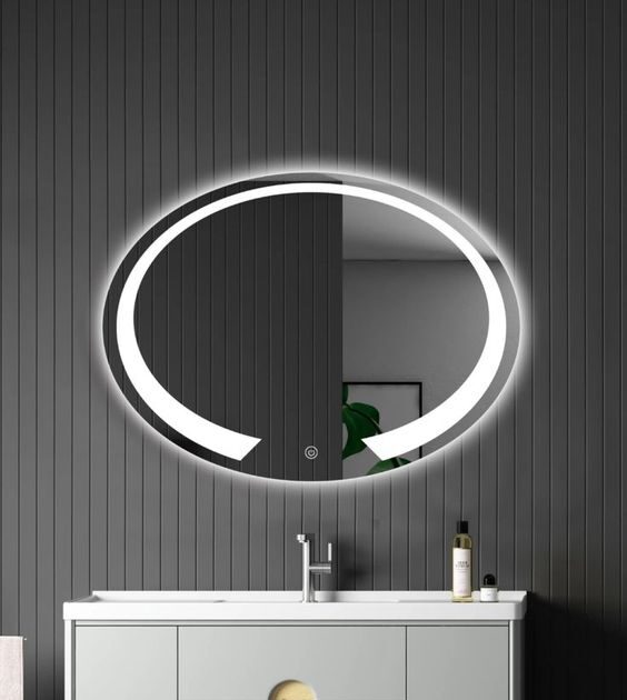 Oval Horizontal Led Bathroom Mirror (3 Led Lights)