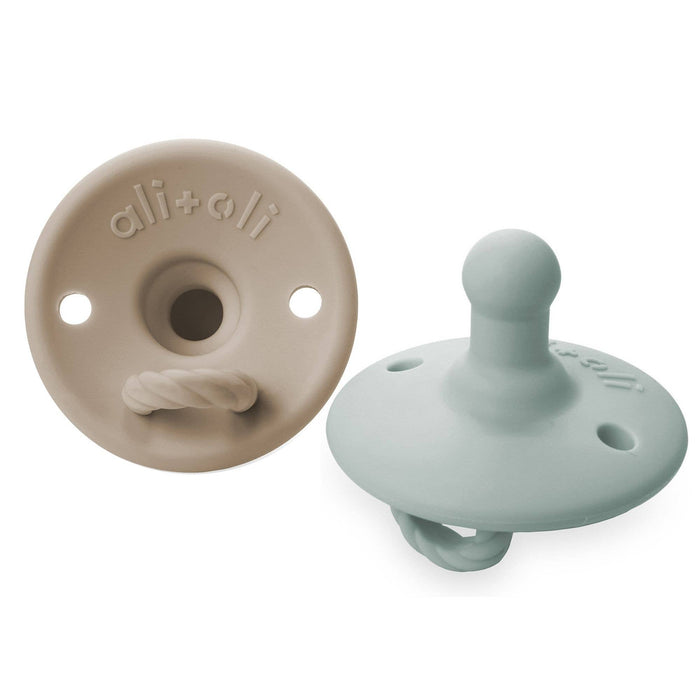 Pacifier Set Round (Taupe & Mist)