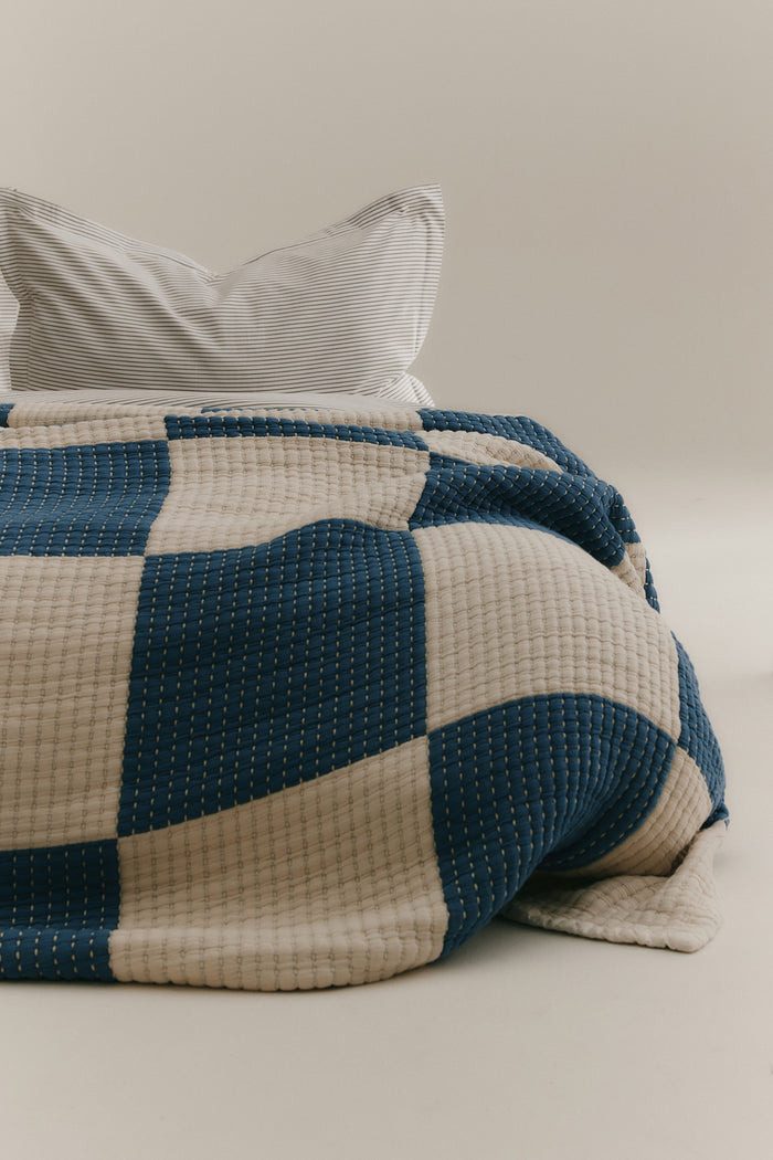 Patchwork Quilted Comforter in Natural/Delta