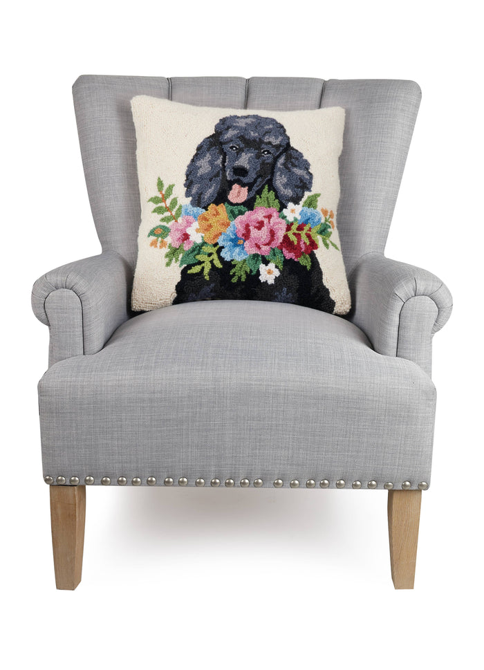 Peking Handicraft - Floral Standard Poodle Hook Pillow