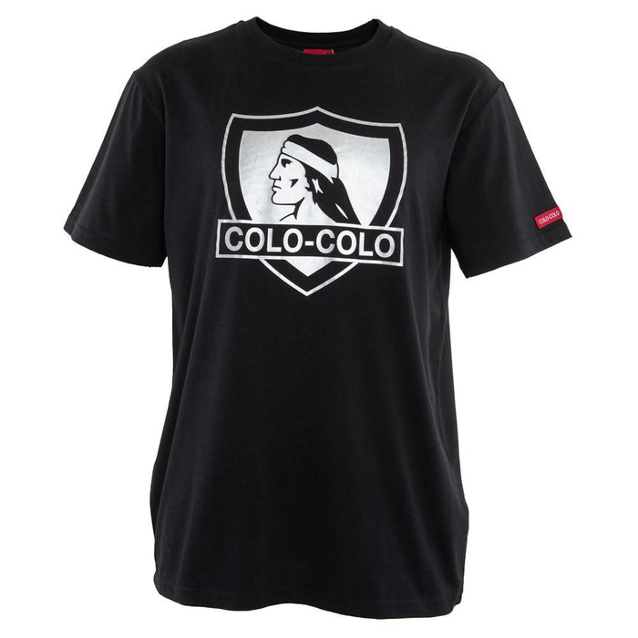 Polera Colo Colo Urbano "Escudo Plateado" Negra