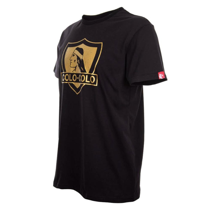 Polera Colo Colo Urbano Negra Escudo Dorado
