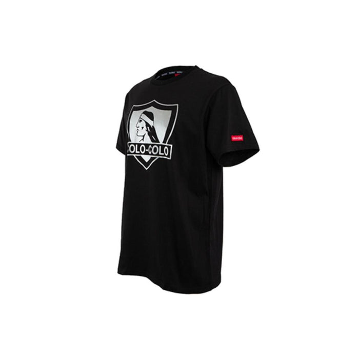 Polera Colo Colo Urbano Negra Escudo Plateado