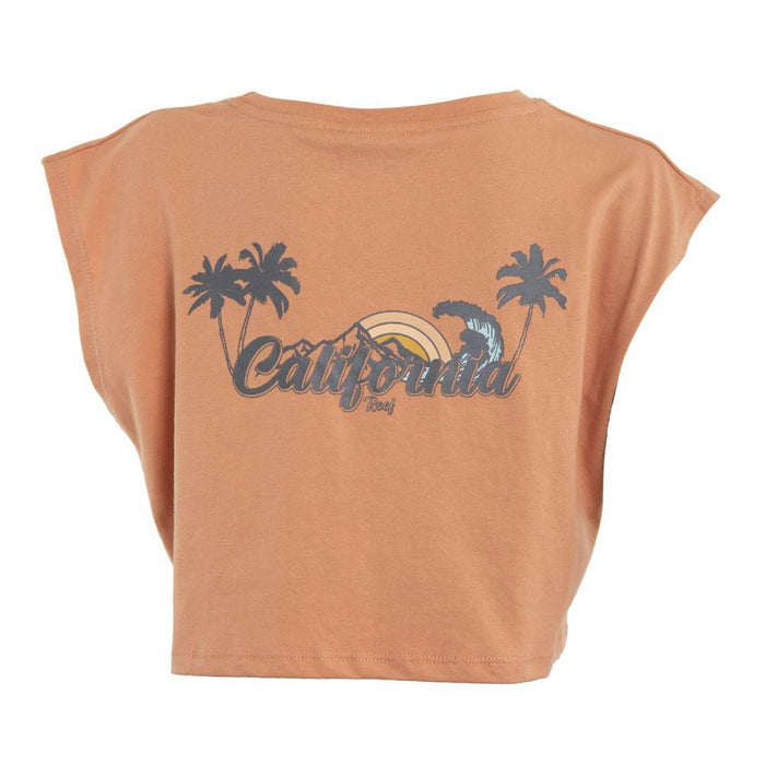 Polera Kids Crop Top Orange Pink Palm California