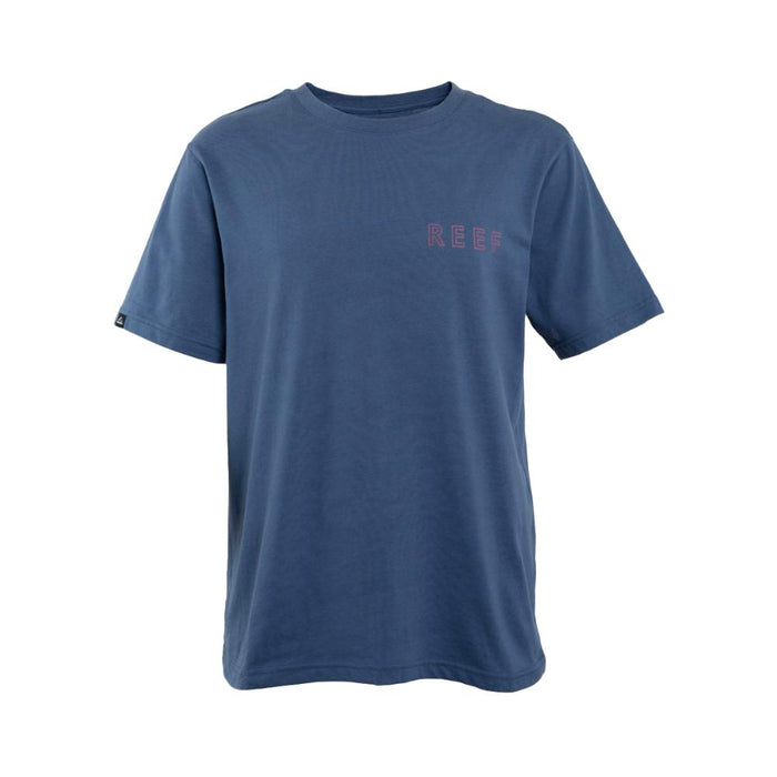 Polera Manga corta Azul Estampado Palmeras