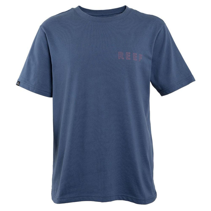 Polera Manga corta Azul Estampado Palmeras