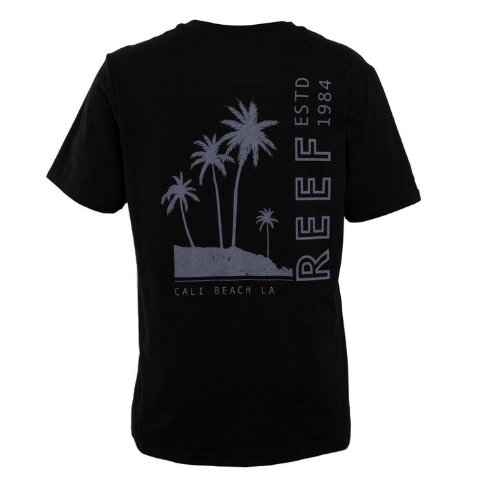 Polera Manga corta Negra Estampado Palmeras