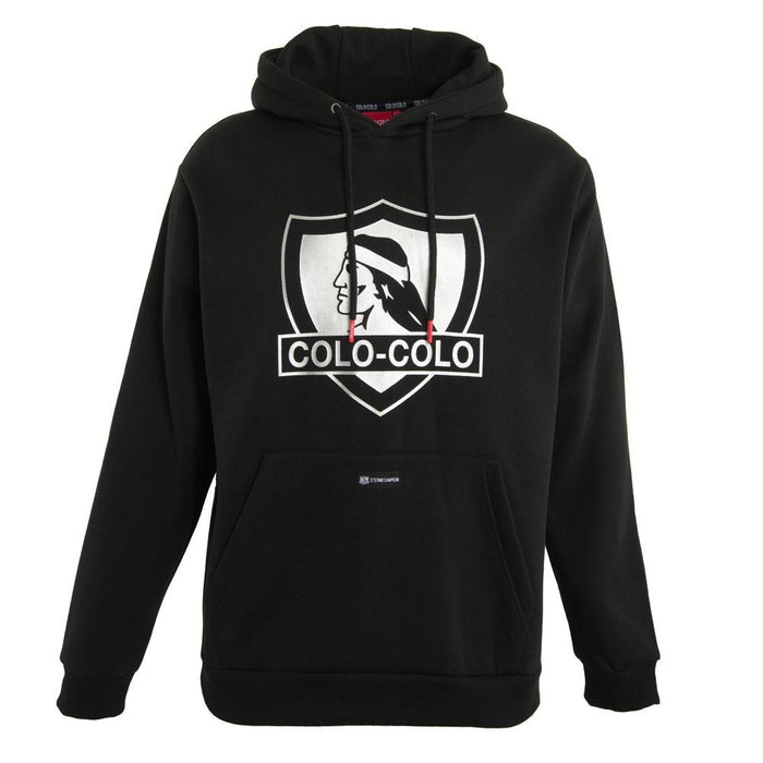 Poleron Colo Colo Urbano "Escudo" Negro y Gris