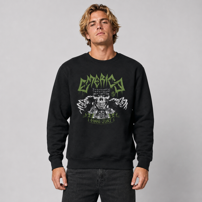 Poleron Men x Shake Junt Skull Crew Black