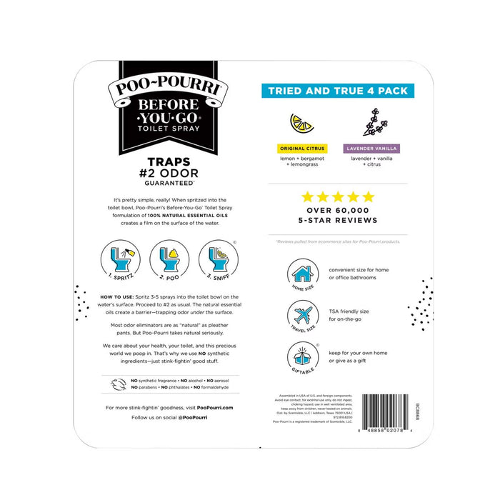 Poo Pourri - Tried and True - 2 of 3.4 oz &  2 of 1 oz - 4 Count