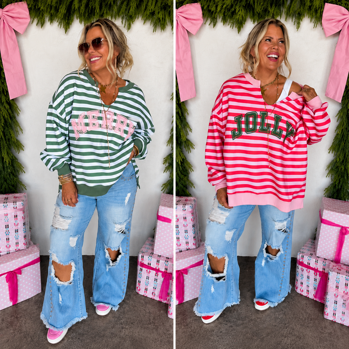 PREORDER: Jolly & Merry Oversized Pullover // ETA Oct - early Nov