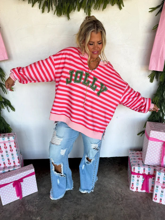 PREORDER: Jolly & Merry Oversized Pullover // ETA Oct - early Nov