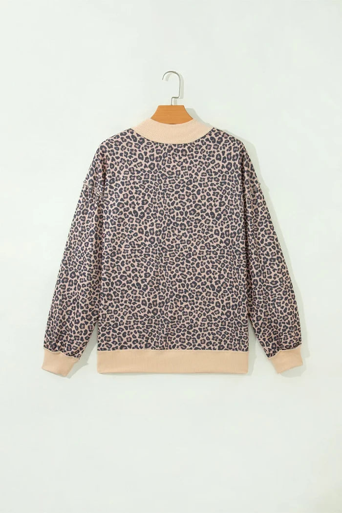 PREORDER: // Leopard Print Mock Neck Sweatshirt // ETA October