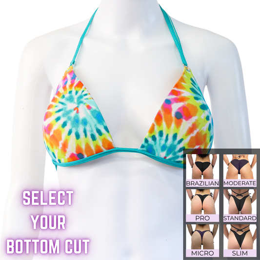 QS SZ: Tie Dye Posing Practice Suit. Large Molded.  Angel Competition BikinisThe best NPC Competition Suits for the Bikini Division, Fit Model Division Suits, and bodybuilding suits.