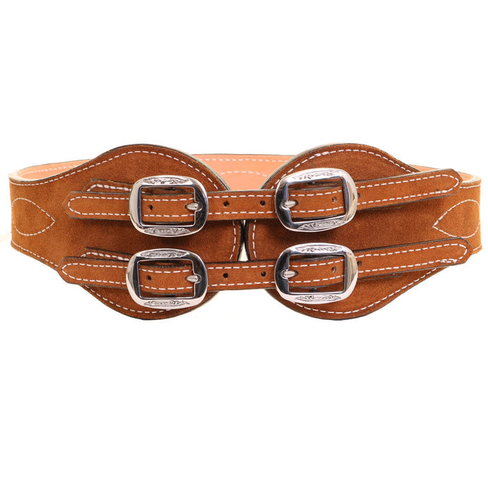 Quad Buckle Suede Leather Belt #B1230A