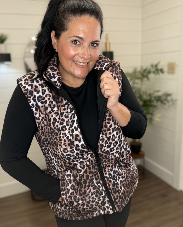Quilted Leopard Puffer Vest