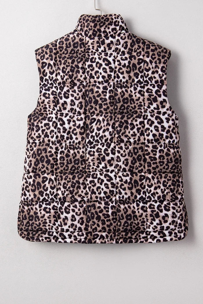 Quilted Leopard Puffer Vest