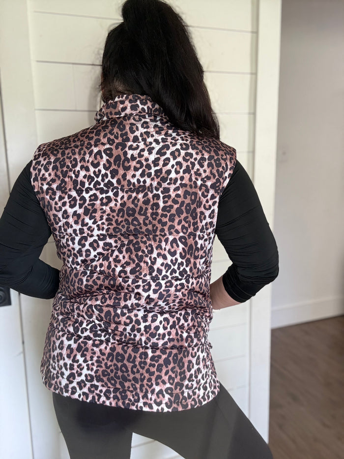 Quilted Leopard Puffer Vest