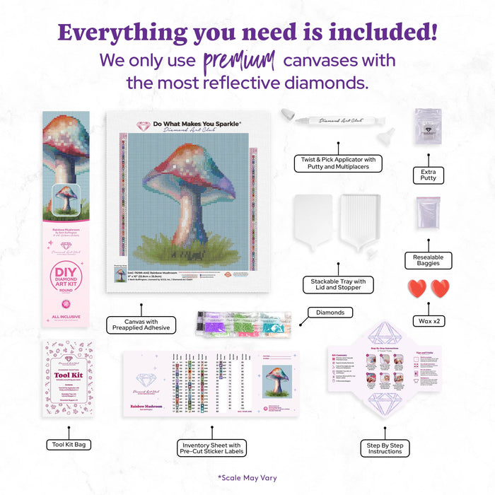 Rainbow Mushroom - Diamond Art Club DIY Kit
