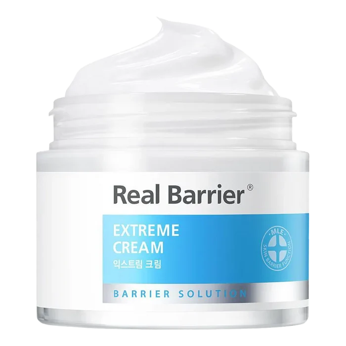 Real Barrier Extreme Cream ansiktskrem i hvit krukke med tykk fuktighetsgivende krem