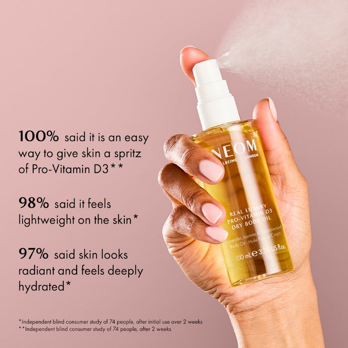 "100% said it is an easy way to give skin a spritz of pro vitamin d3. 98% said it feels lightweight on the skin. 97% said skin looks radiant and feels deeply hydrated"