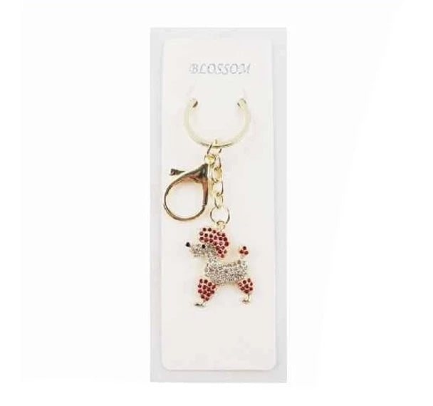 Rhinestone Poodle Dog Keychain – Sparkling Crystal Animal Bag Charm ( IKC-928)