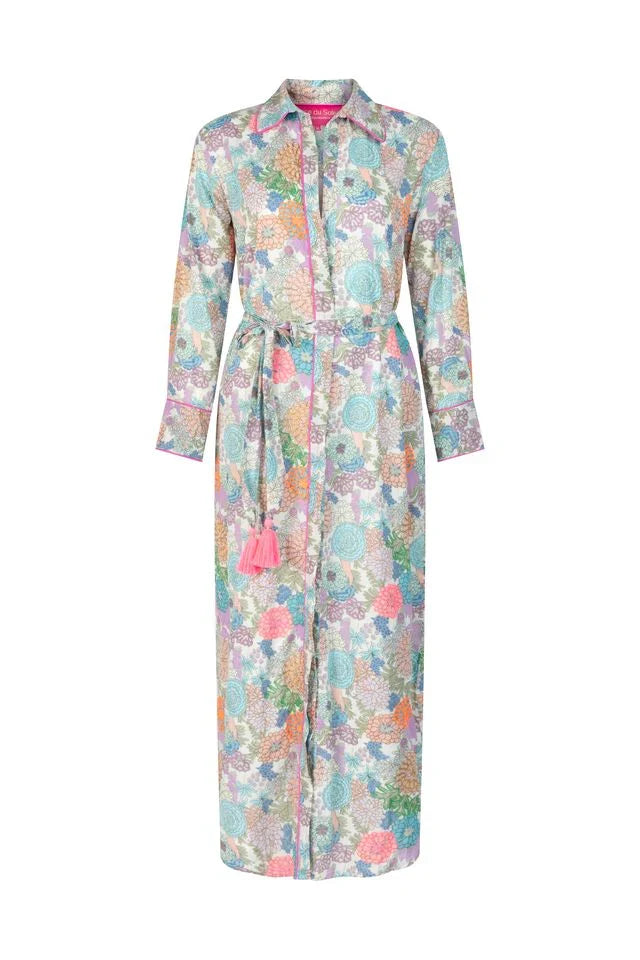 ROSA BLUE BUTTONDRESS in Green Multiby Place de Soleil