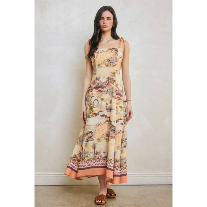 Rose Dusk Oasis Tie Shoulder Midi Dress